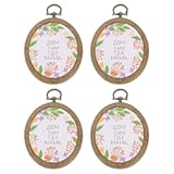 PATIKIL 4 Pieces 3"x2.4" Embroidery Hoops Frame Imitated Wood Oval Cross Stitch Hoop Ring for Embroidery Art Craft Handy Sewing Decoration
