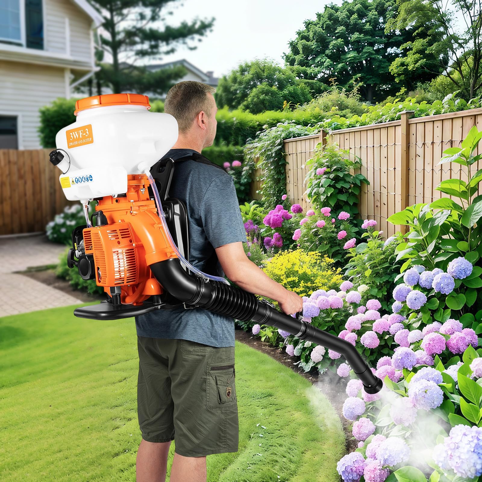 Benzin Rückenspritze 14L Drucksprüher 2-Takt Motorsprüher mit Anti-Verlust-Deckel und Schallwandmarkierungen 41.5cc Gartenspritze 7500rpm Düngerspritze für Pflanzen & Gemüse
