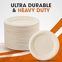 Vista 6 de Cheer Collection Platos biodegradables de 7 pulgadas, platos de papel 100% compostables, platos desechables ecológicos para alimentos calientes