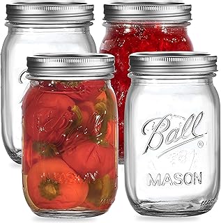 Sponsored Ad - Regular Mouth Mason Jars 32 oz. (4 Pack) - Quart Size Jars with Airtight Lids and Bands for Canning, Fermen...