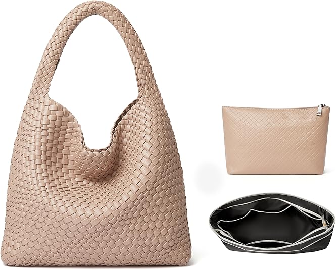 DAILANDO Fashion Woven Tote Bag for Women, Large Capacity Designer Shoulder Weave Hobo Purse