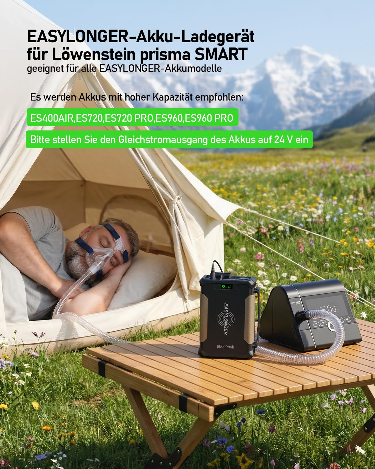 EASYLONGER Ladekabel kompatibel mit Löwenstein Prisma SMART/SOFT DC5521 Netzkabel für CPAP-Geräte CPAP-Kabel für EASYLONGER-Akku (3,28 ft / 100 cm)