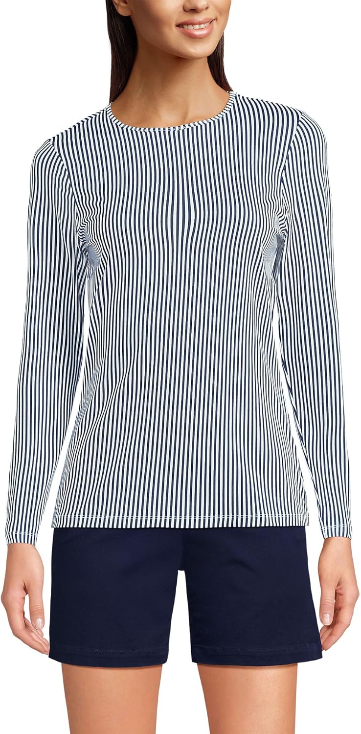 Lands' End Women's Long Sleeve Crewneck Sunshade UPF50 Quick Dry Garden Tee