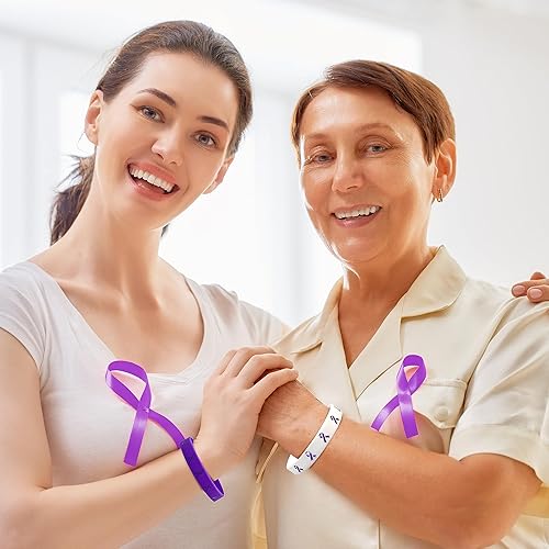 Miniatura 5 de Pulseras de cinta morada, esperanza, fuerza, fe, coraje, conciencia de salud, pulseras de silicona unisex para aumentar la conciencia sobre el abuso