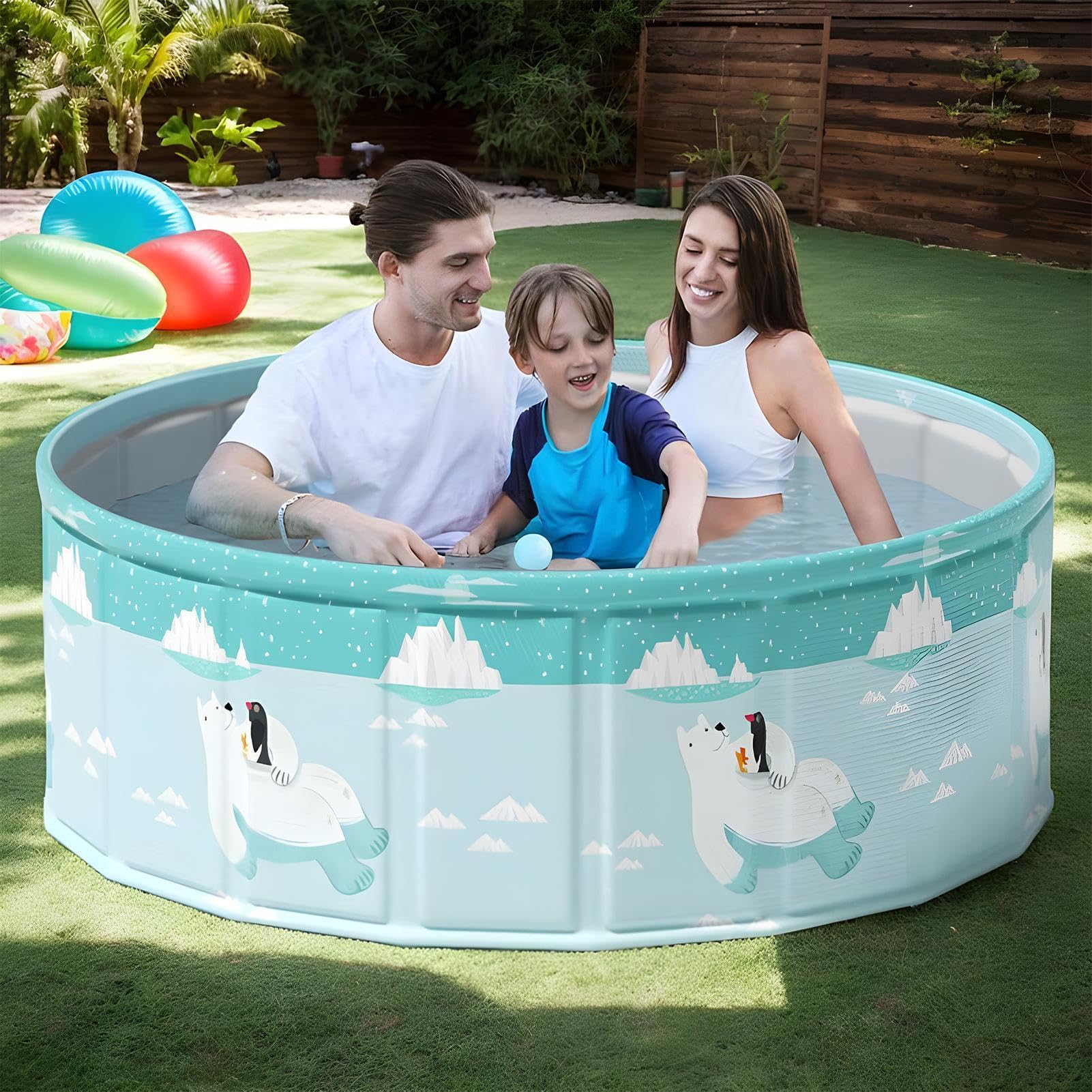 Piscina Non Gonfiabile Vasca Portatile in PVC di dimensioni 160x160x45 cm | Piscina pieghevole bambini per Bambini Animali Domestici Ragazzi Ragazze Cortile Esterno Spiaggia Interno Giardino Prato