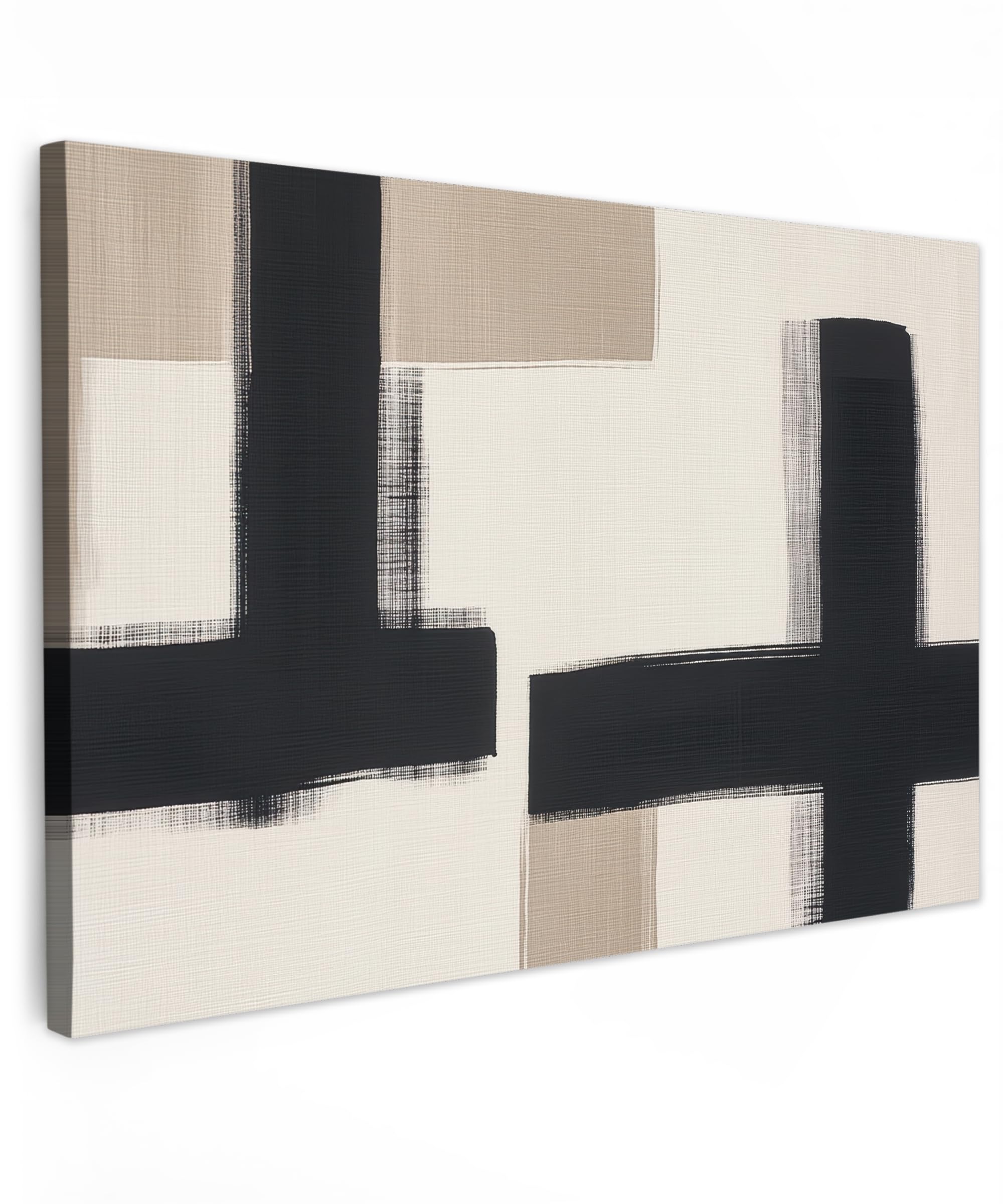 MuchoWow© Canvas Wall Art 35"x24" / 90x60 cm Decor Prints for Living Room Decorative Canvases Hall Artwork Black - Abstract - Japandi