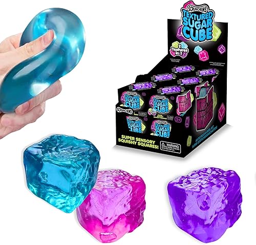 SCRUNCHEMS Textured Sugar Cube, Sensory Fidget Toy, Stress Relief Squishy Gel Cu