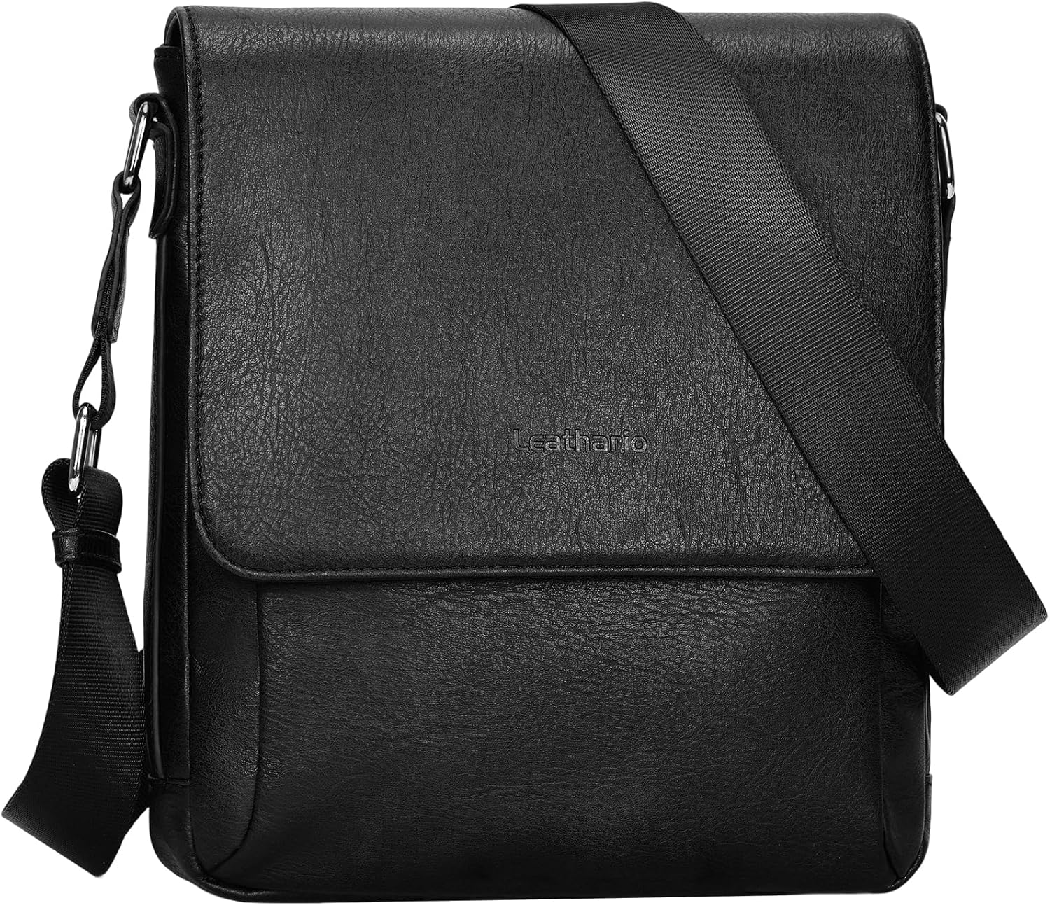 Leathario Men's Crossbody Bag, Vegan Leather, Shoulder Purse Side Sling Satchel, Small Messenger for Travel Work Daily