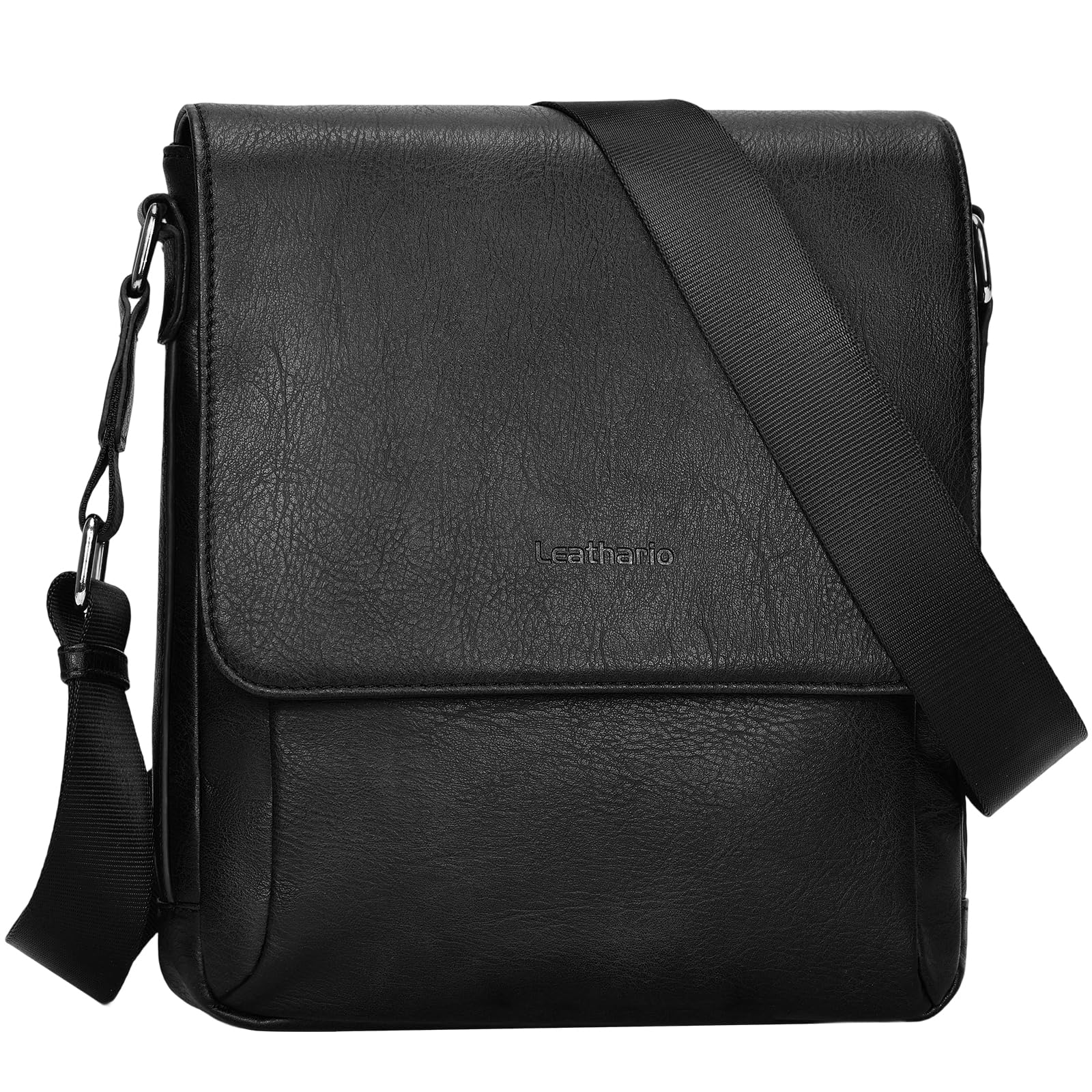 Leathario Men's Crossbody Bag, Vegan Leather, Shoulder Purse Side Sling Satchel, Small Messenger for Travel Work Daily