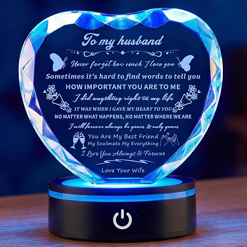 Romantic Crystal Gifts for Husband, I Love You Keepsake with