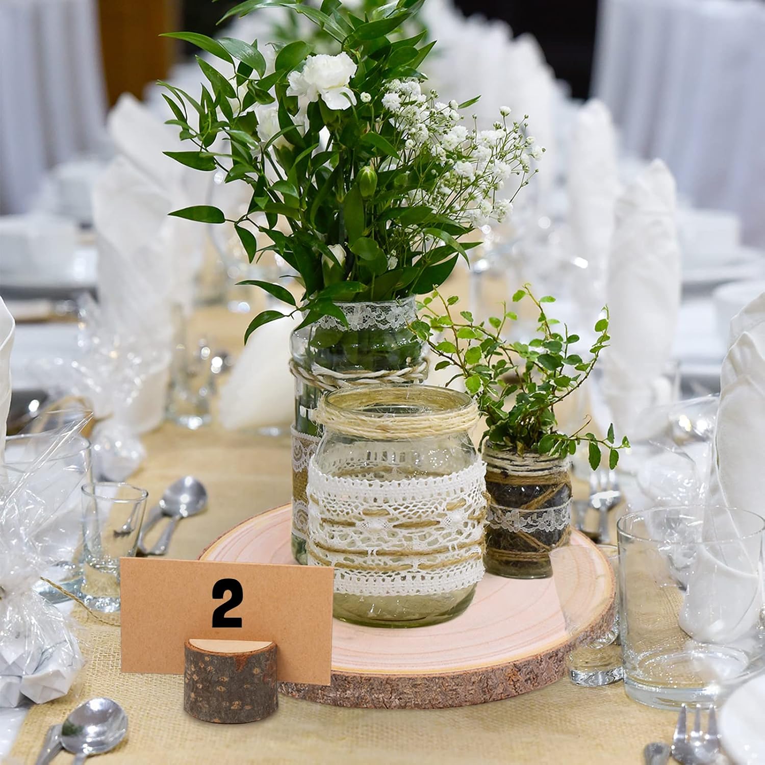 Caydo 9-10 Inch Large Paulownia Wood Slices for Table Centerpiece Decoration, Wedding and Home Decoration