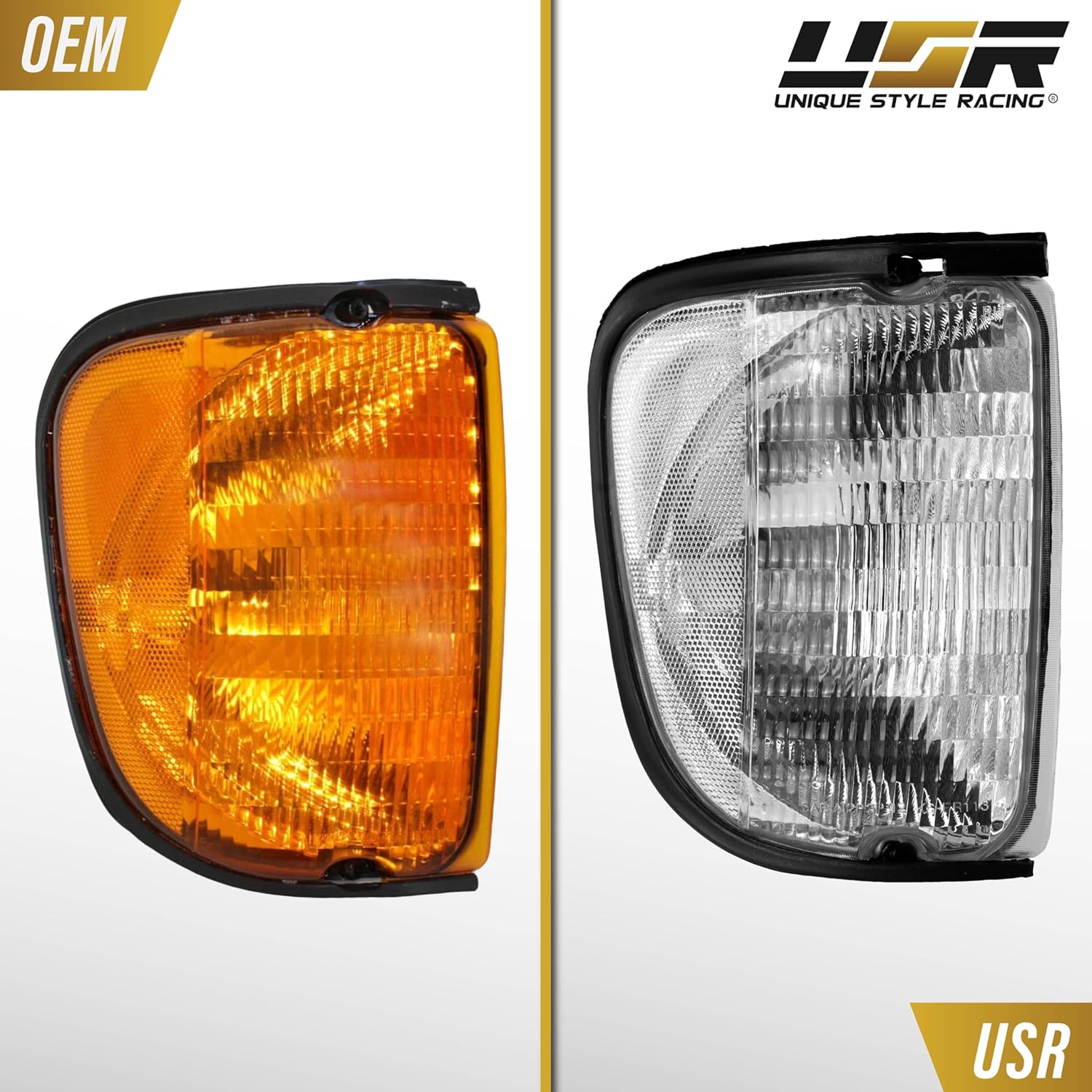USR 92-07 Full Size E150 E250 E350 Van Corner Light – Turn Signal Lamps (Left + Right) Pair - Compatible with 1992-2007 Ford Econoline E-150, E-250, E-350 (CLEAR CORNER LIGHTS w/AMBER BULBS)