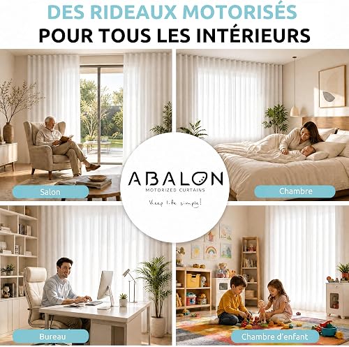 ABALON Rail à Rideaux Perfect Wave Motorisé, Moteur Wi-Fi Compatible avec Alexa, Google Home et l'application mobile Tuya Smart, Télécommande, Largeur jusqu'à 2 mètres, Blanc - 9