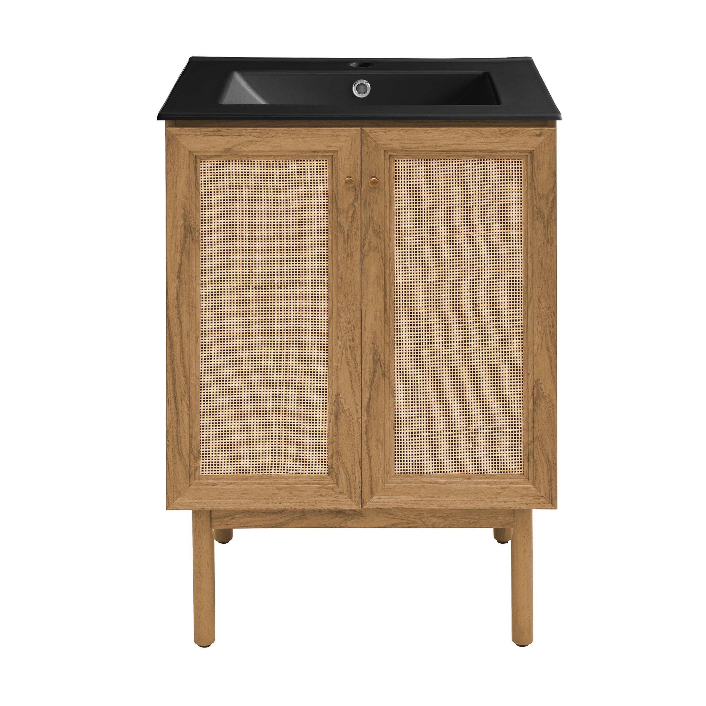 Swiss Madison Classe 24 in. Oak Bathroom Vanity with Black Ceramic Sink Top
