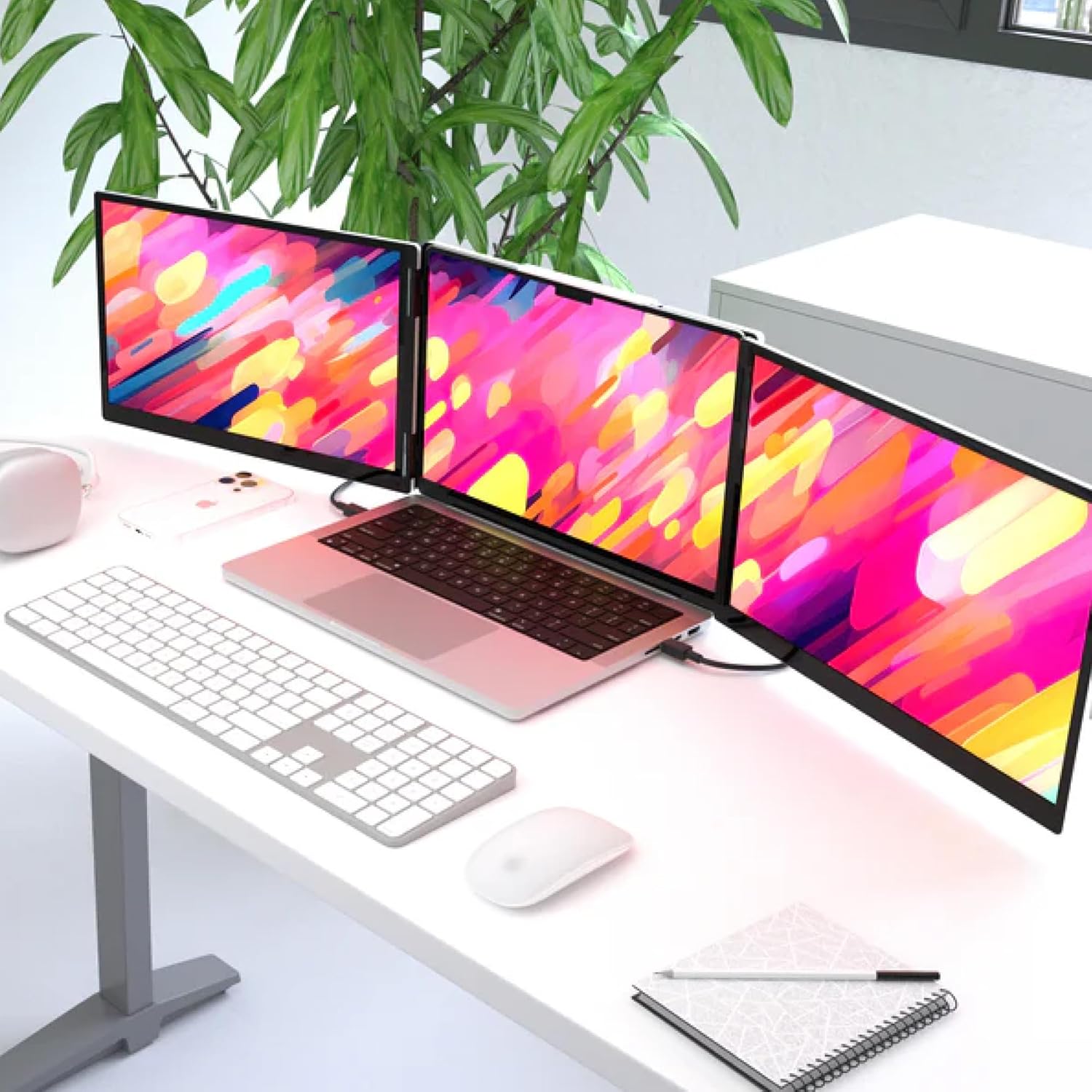 14" Pro Triple Laptop Glass Screen Extender, Dual 14" 2k Portable Monitors, 144Hz, 100% DCI-P3, 500 Nits, Aluminum Finish for 14" MacBook Pro & Windows, for Gaming, Creators, & Professional