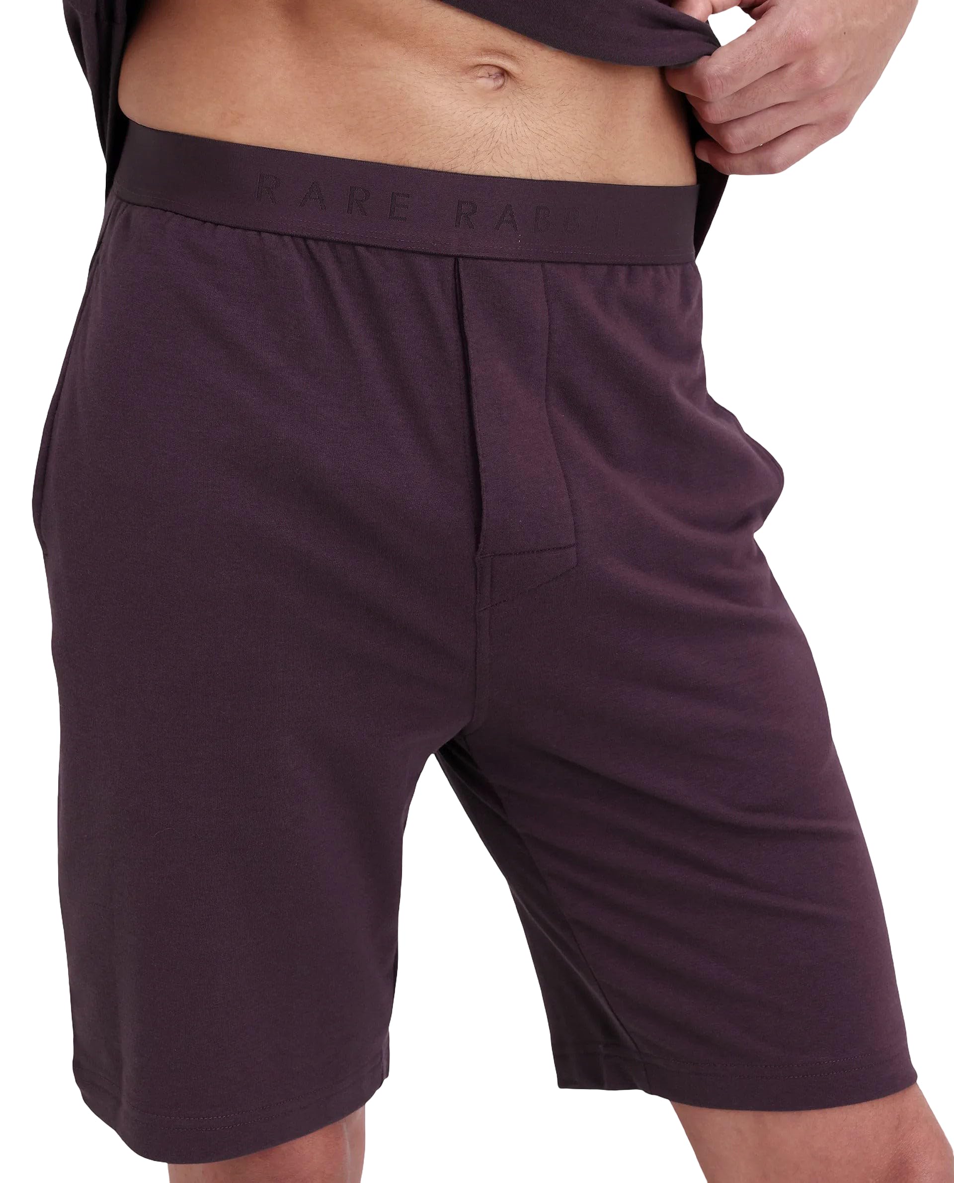RARE RABBIT Men's Pont Maroon Cotton Blend Fabric Relaxed Fit Plain Stretchable Shorts-image-35