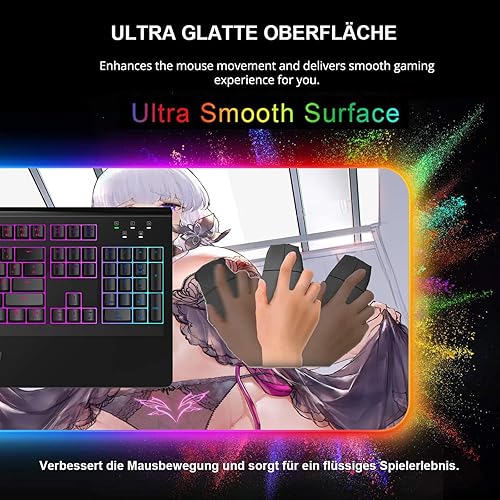 Miniatura 4 de Mouse Pads Sexy Anime Girl RGB Mouse Pad Large Pads XXL Gaming LED Desk Mat Backlight Protector Keyboard Gamer Pc Mause Pad 39.37 inch x19.68 inch