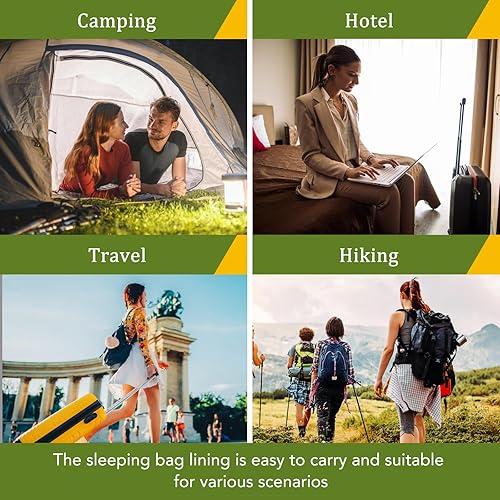 Miniatura 7 de Forro para saco de dormir, ligero, compacto y portátil, para adultos, sábana de viaje ligera para hoteles y viajes, adecuada para todas las