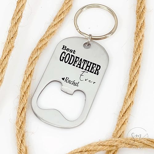 Miniatura 5 de Personalized Godfather Gift Idea Personalized Best Godfather Ever Bottle Opener Keychain Gift Idea For Godfather Godparent Gift Personalized