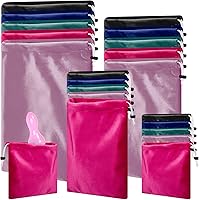 Amylove 20-Pack Drawstring Adult Toy Storage Bags - 4 Sizes 210D Velvet Privacy Pouches for Travel & Home