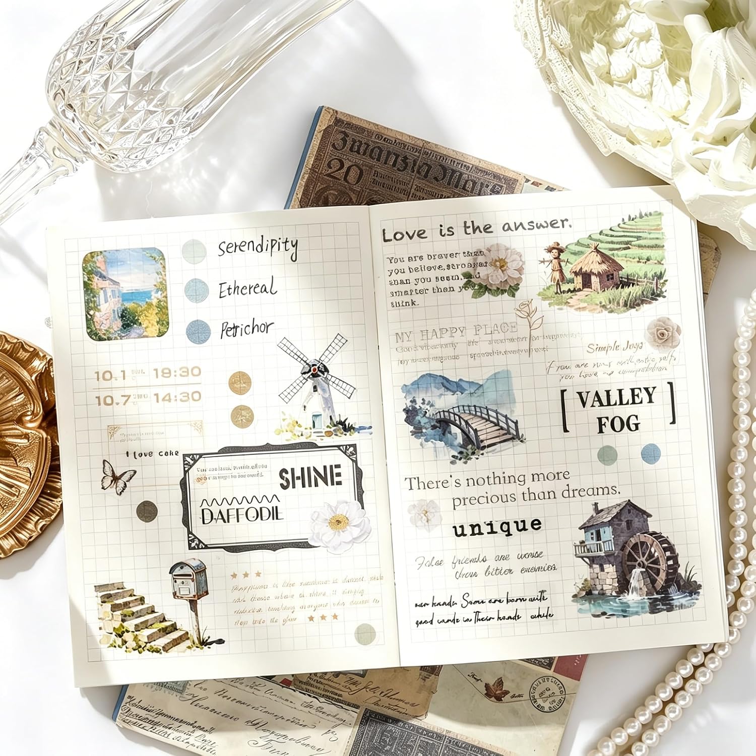 Oil Painting Scenery Scrapbooking Kit A6 Notebook Junk Journal Craft