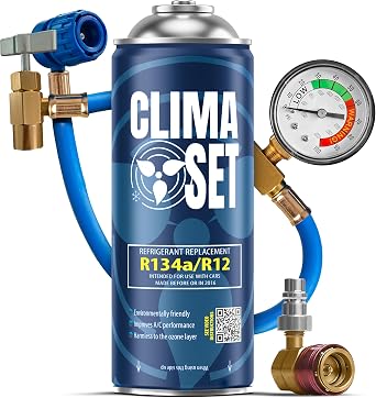 ClimaSet R134a Replacement Gas for Car Air Conditioner with Hose and Adapter   for Optimal Performance   Nature-Conscious   Non-Toxic   Corrosion-Resistant   1694 g