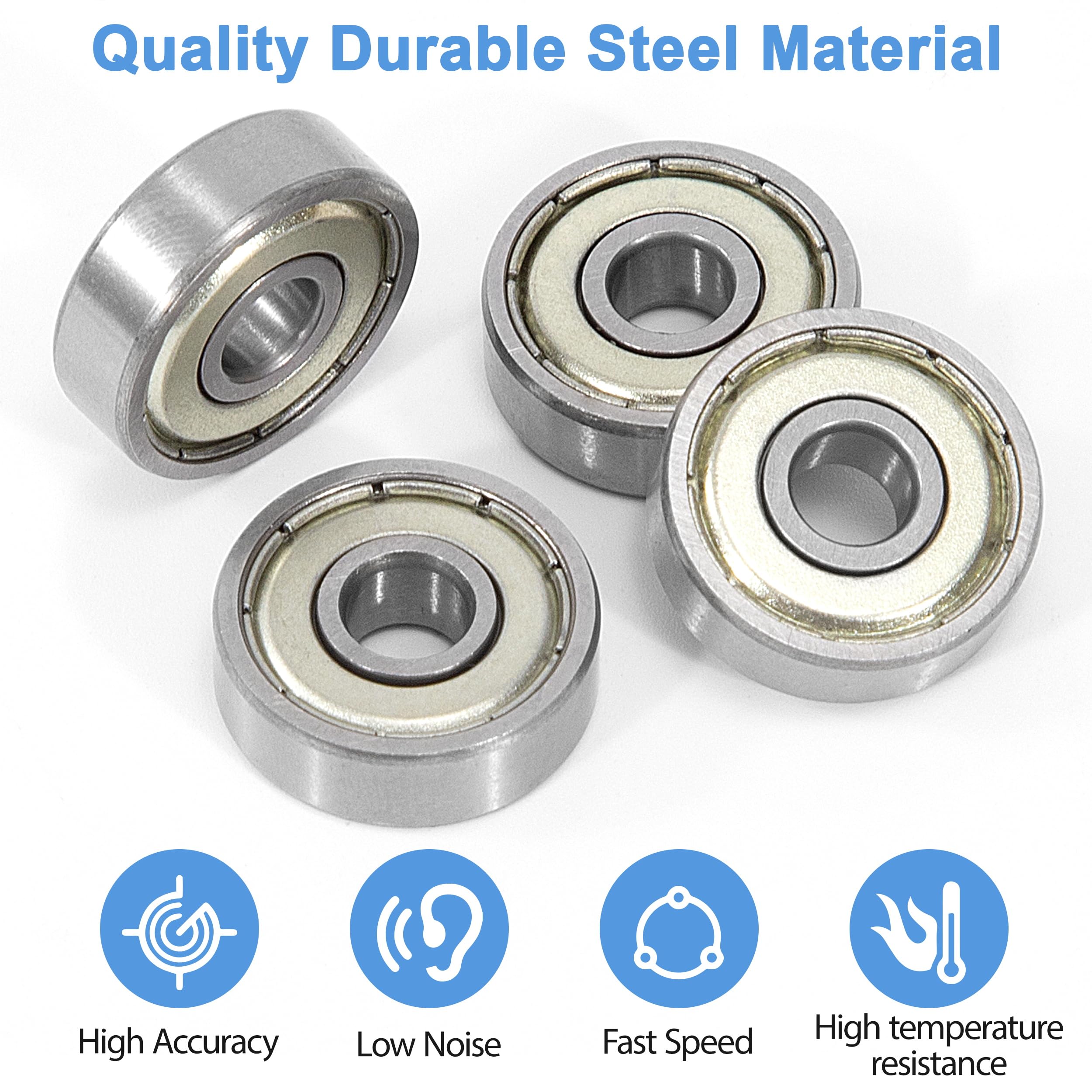 SR188ZZ - Cuscinetti a sfera in acciaio inox 1/4x1/2x3/16, doppia schermatura R188ZZ Z2, 2 pezzi