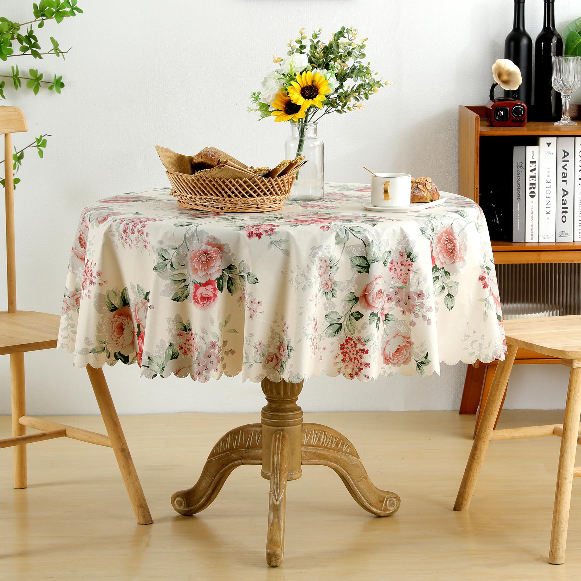Nappe de restaurant imperméable en vinyle Dimatic ronde et facile à nettoyer