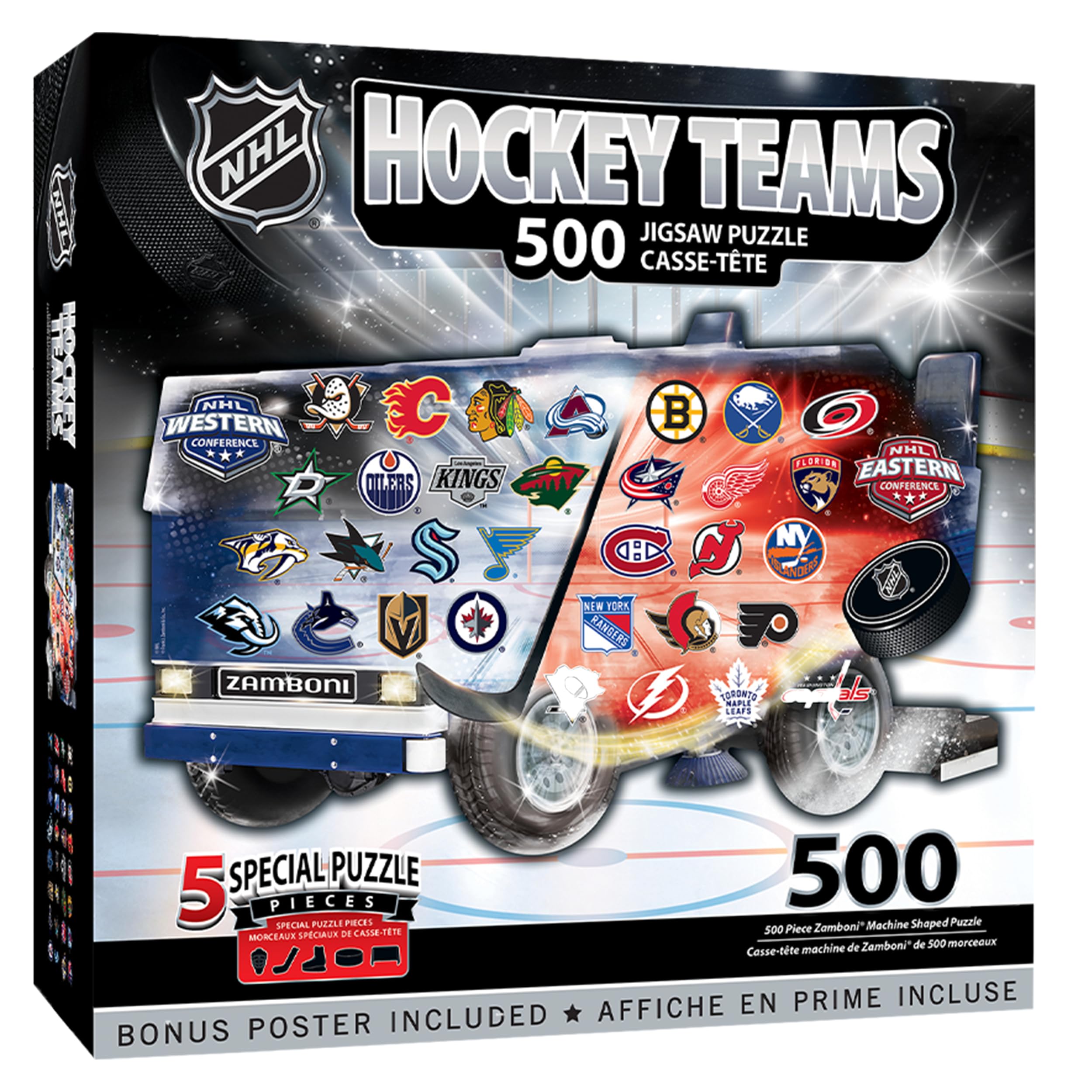 500 Piece Hockey Puzzle ā Officially Licensed NHL Zamboni Shaped Jigsaw for Adults and Fans ā Unique Collectible Design, Durable Eco-Friendly Build, for Hockey Lovers