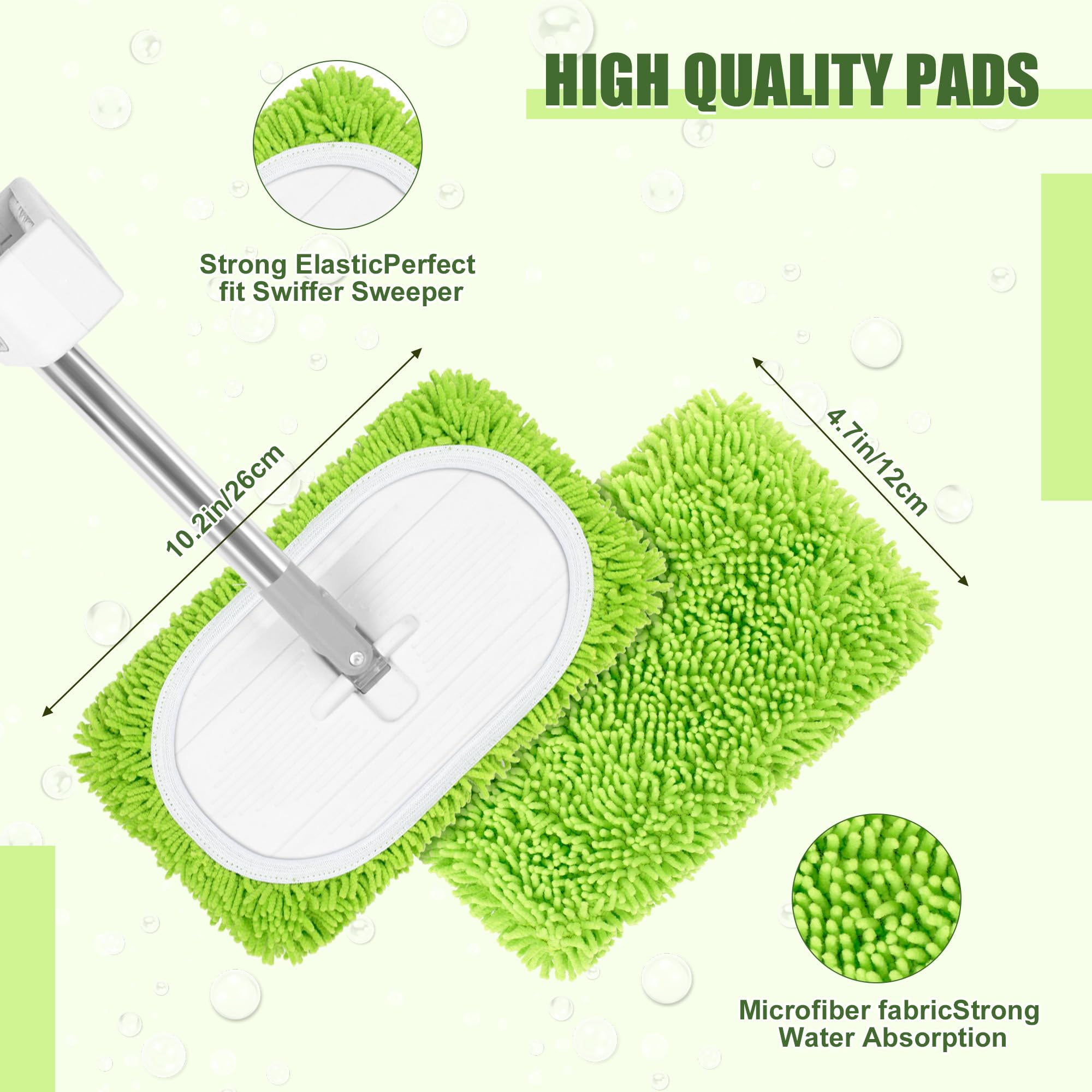 AiQInu 2 sztuki wielokrotnego użytku łapacz kurzu do Swiffer Sweeper, ściereczki do mopa, ściereczki do mopa wielokrotnego użytku - zielony