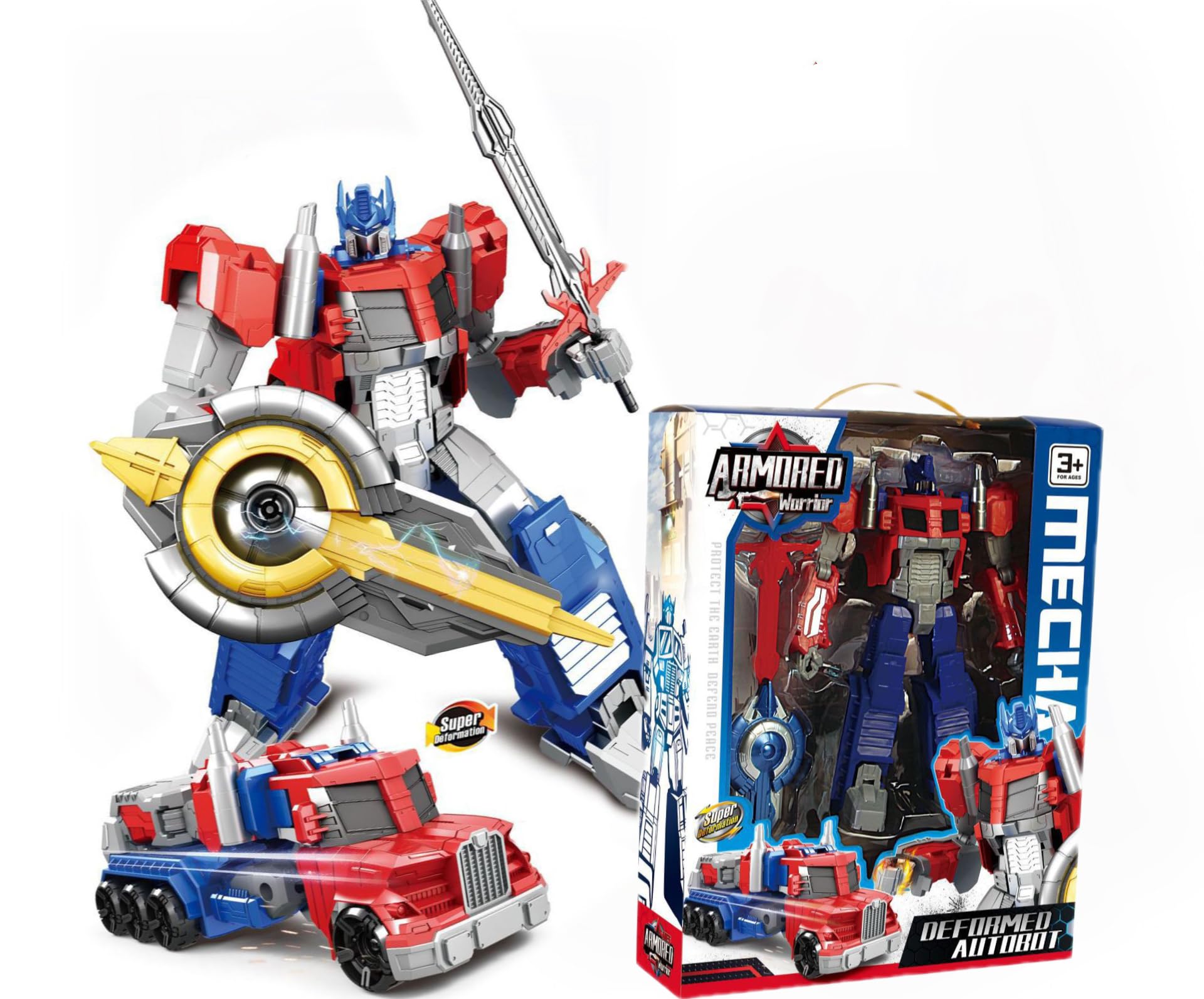 SLEEPHEAD®Deformed Car Robot Toys, Manual Deformation Optimus Prime Car Model, Children's Toy，Transformers Toys Optimus Prime Bumblebee Deformation Robots Toys (Optimus Prime 29CM)