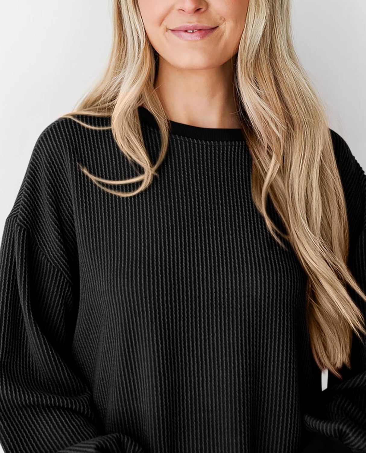 PRETTYGARDEN Womens Long Sleeve Tops 2025 Fall Fashion Shirts Trendy Clothes Casual Loose Crewneck Ribbed Knit Tunic Blouse - Image 4