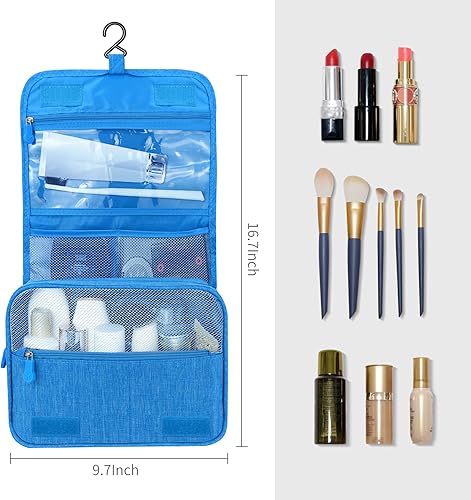 Miniatura 5 de Bolsa de aseo de gran capacidad con gancho para colgar para hombres y mujeres, bolsa de cosméticos de viaje impermeable, bolsa de almacenamiento de