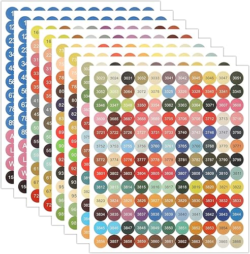 AIEX 8 hojas de calcomanías de números de color, 447 etiquetas multicolor que incluyen 1-99 calcomanías de números y 26 letras para clasificar