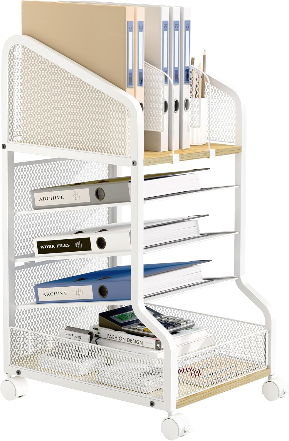 Rolling File Cart Under Desk Storage and Organizers 5-Tier Black