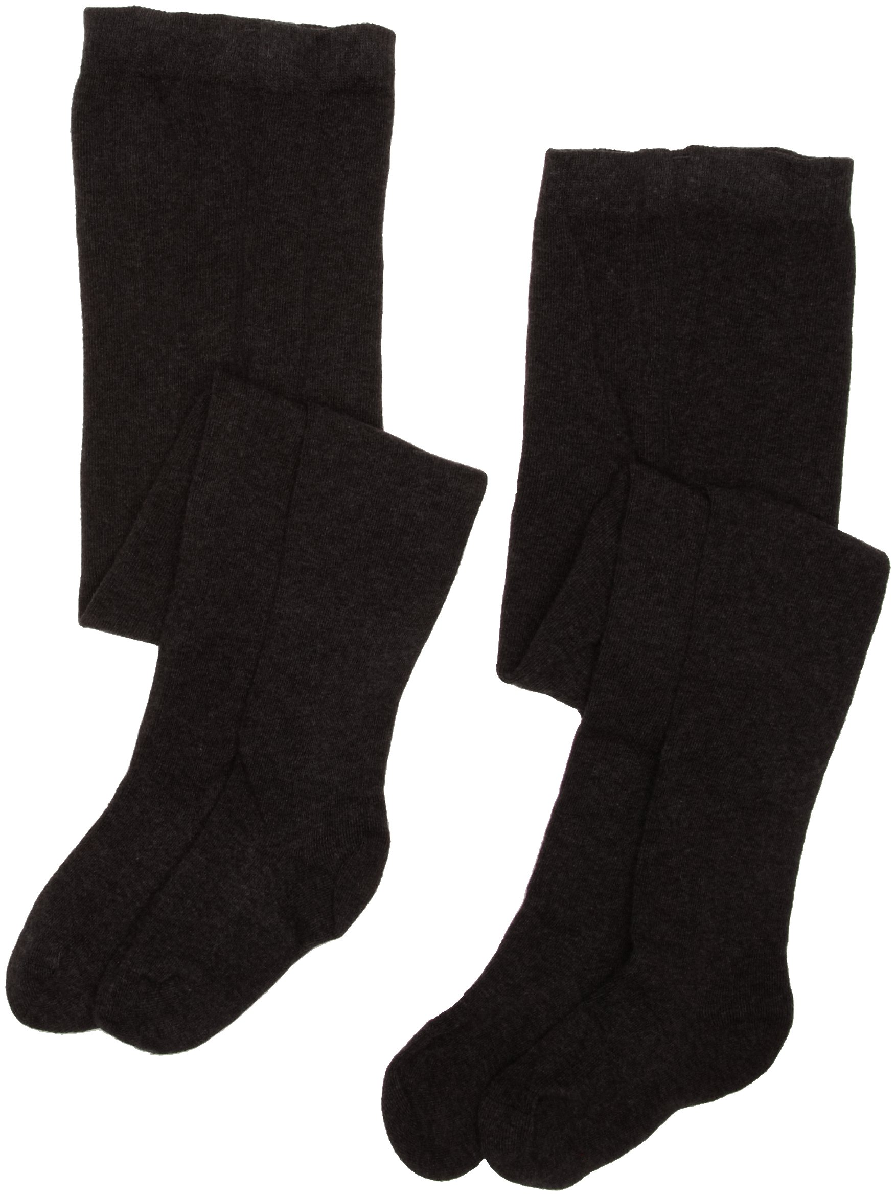 PEX Cotton Soft Sunset 2 Pairs Girl's Tights Charcoal 9-11