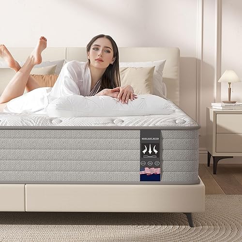 Miniatura 18 de Colchón tamaño King, colchones de espuma viscoelástica de gel refrescante de 10 pulgadas, funda extraíble lavable, colchón King en una caja,