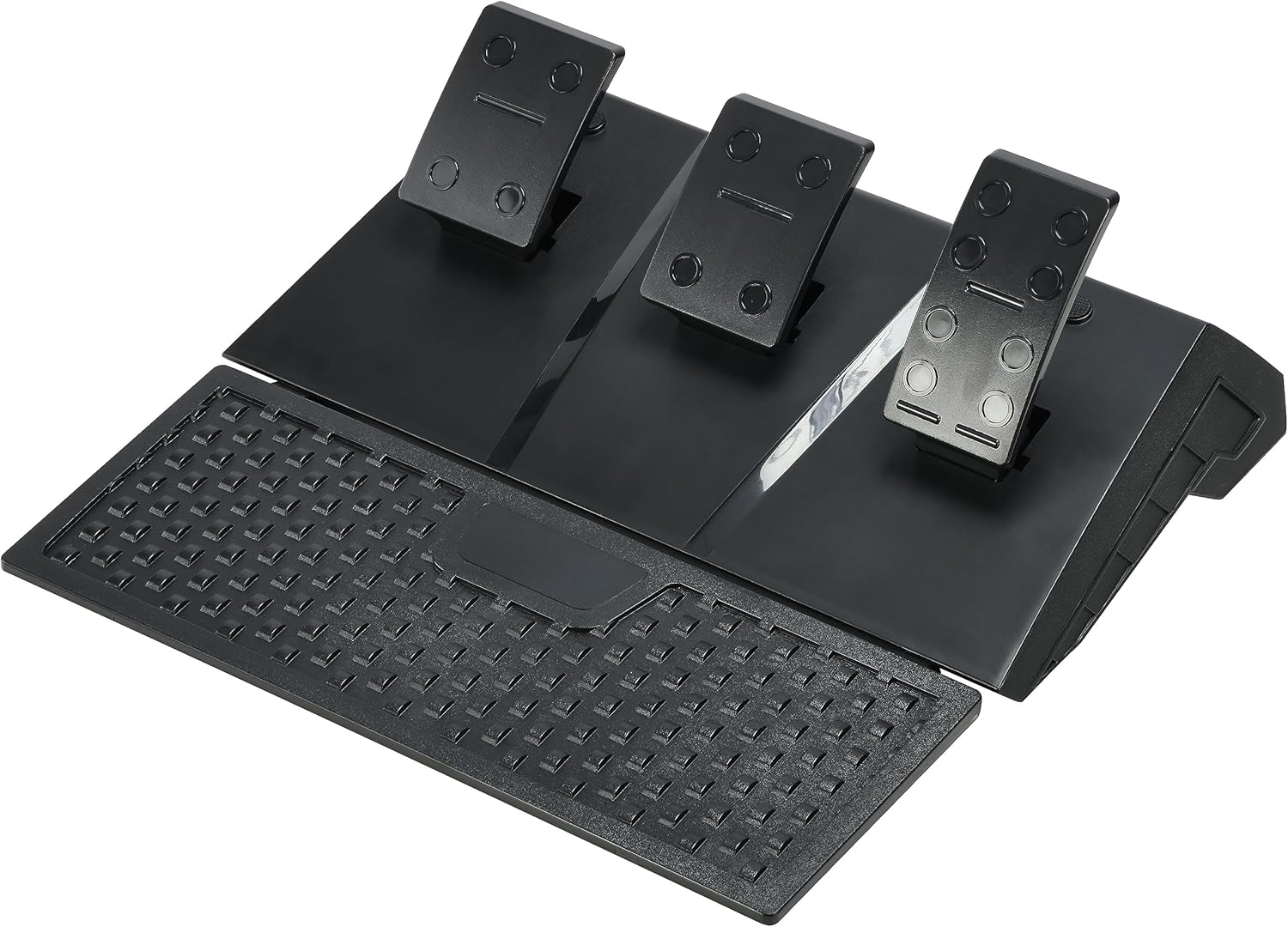 jarak dekat view of the triple pedal set for the ASA A900, featuring accelerator, brake, and clutch pedals.
