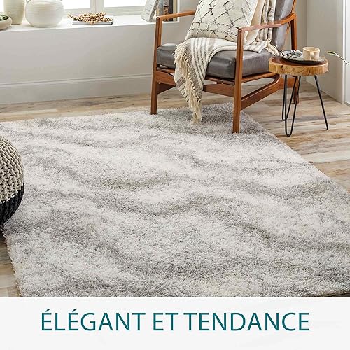 Miniatura 3 de Livabliss Cloudy Shag - Alfombra moderna de 5.3 x 7 pies, color gris claro