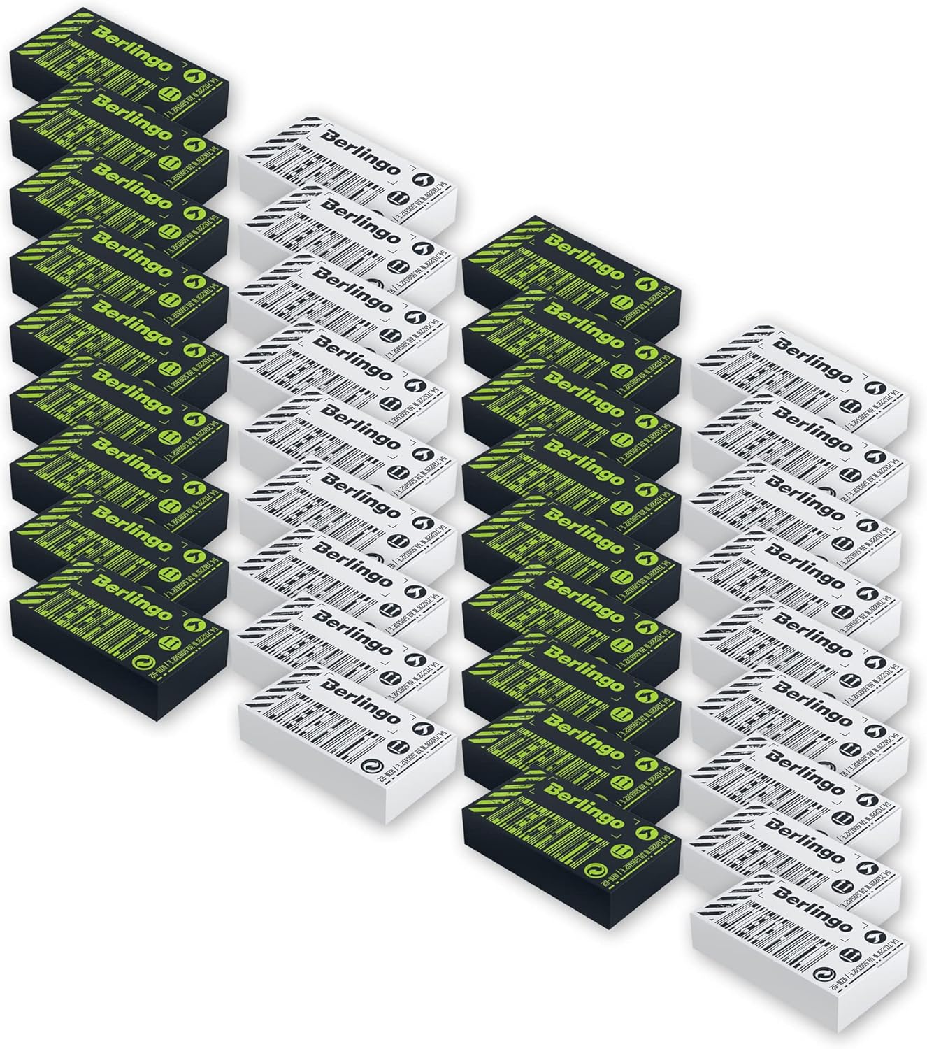 Berlingo Tech It Series Eraser Set, 36 Pieces, Rectangular, Eco-PVC, 45 x 25 x 10 mm, for the Office, Home Office or School and University