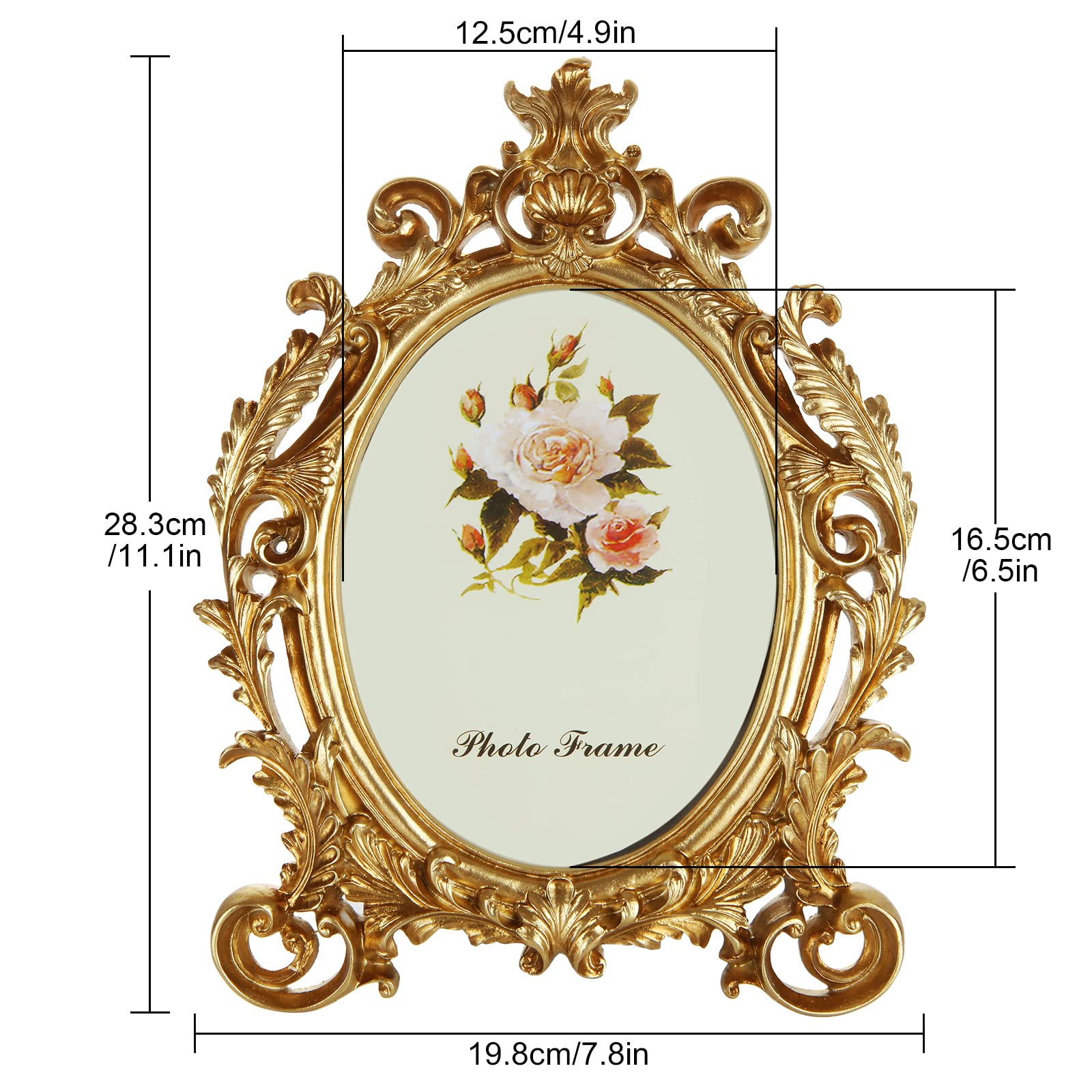 2PCS Picture Frames Vintage Style Oval Frame 8 INCH with Glass