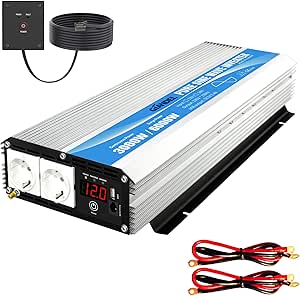Giandel Pure Sine Power Inverter 600 - 4000 W for Emergencies Such as Hurricane, Storm, Power Failure, 3000W, silver