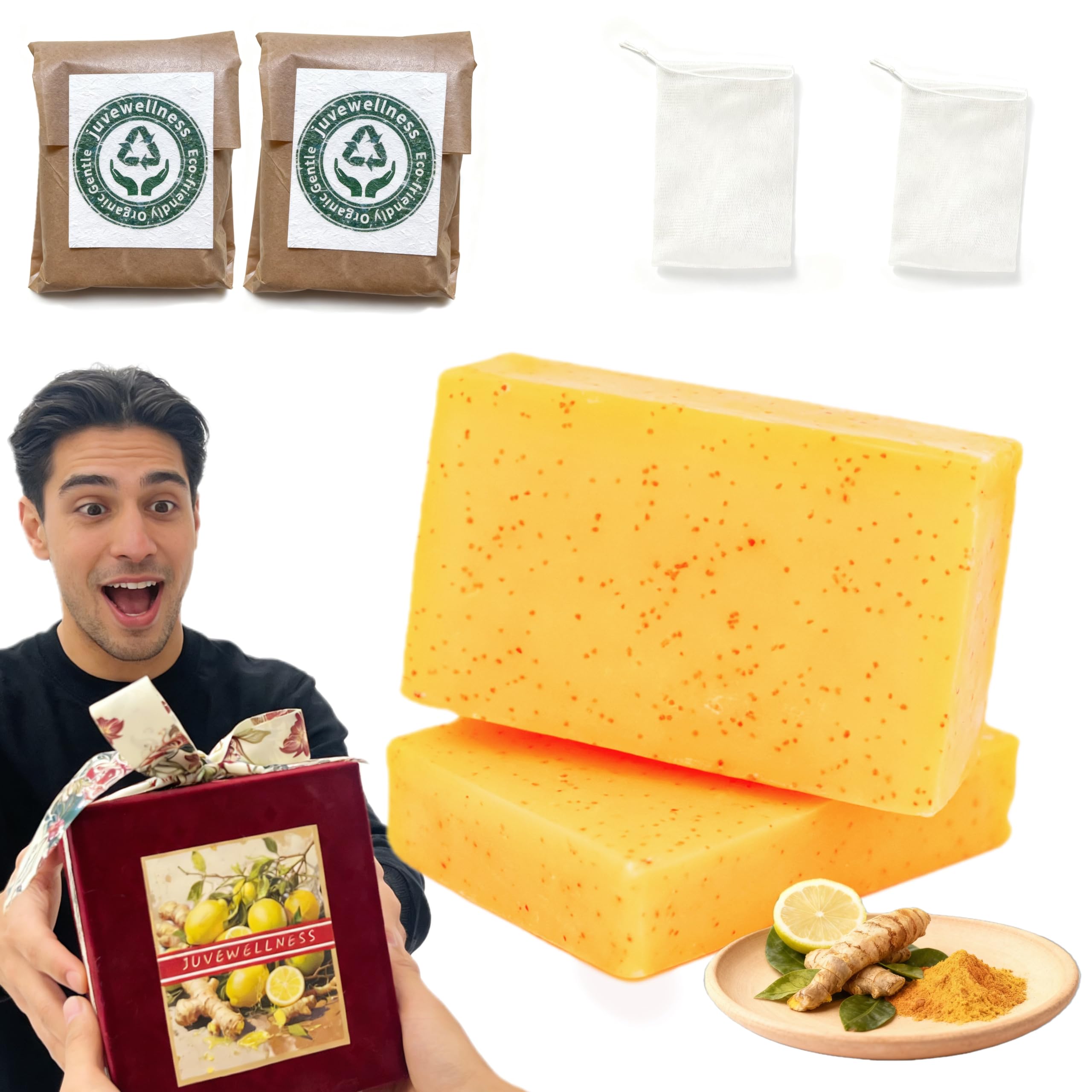 Natural Turmeric Lemon Soap for Even Skin Tone Acne-Prone Skin Care Handmade Luxury Bath Shower Gift gentle effective