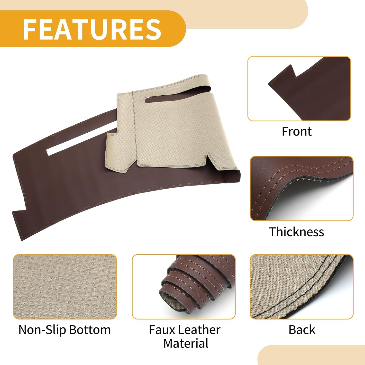 Dashboard Cover Dash Cover Mat Carpet for Chevy Silverado 1999-2006 Brown Faux Leather 1 Pc Anti-Slip Car Interior