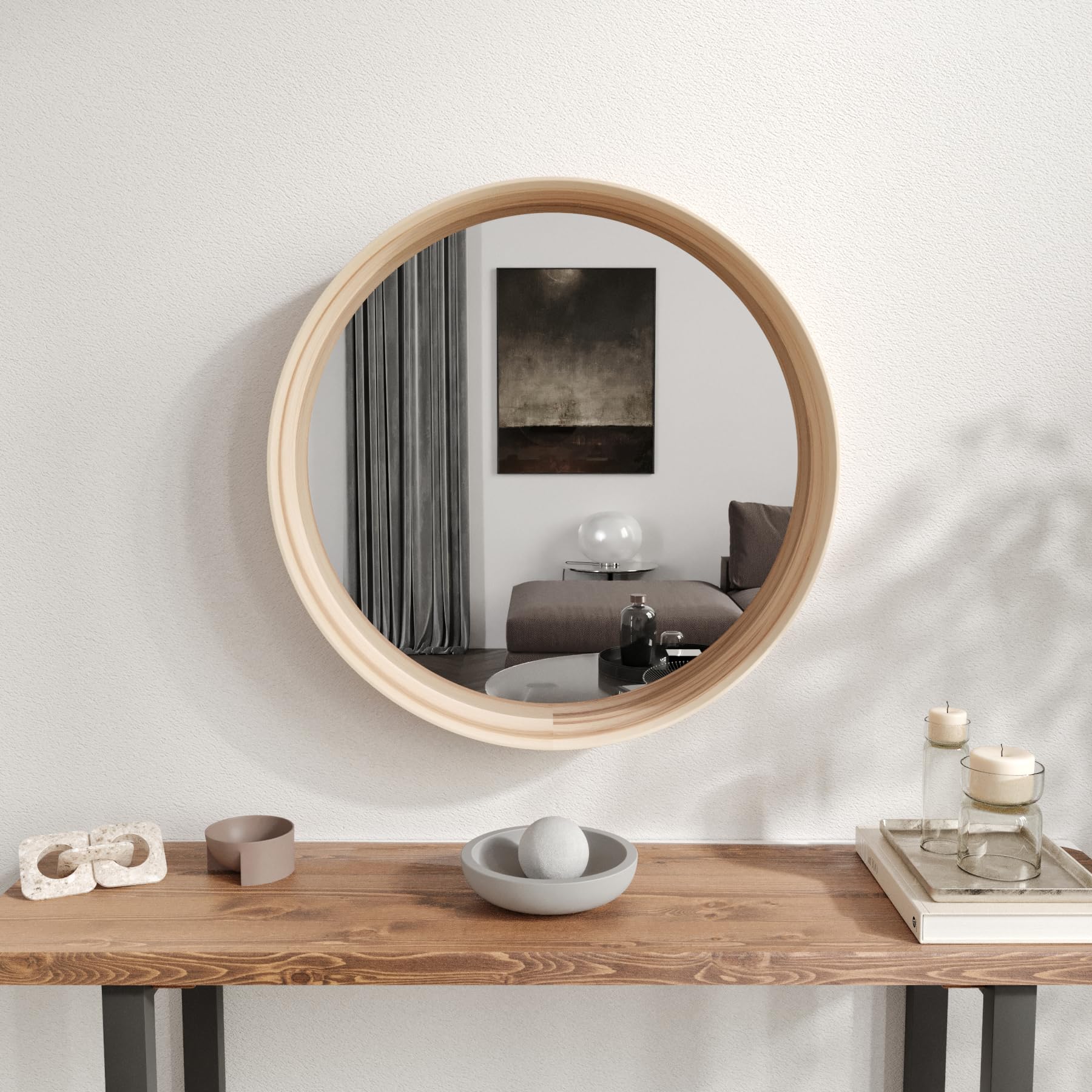 Specchio Da Trucco In Legno Rustico DaizySight - Rettangolare 18.2x25.8cm, Supporto Regolabile 360°, Rosso Marrone - Foto 7