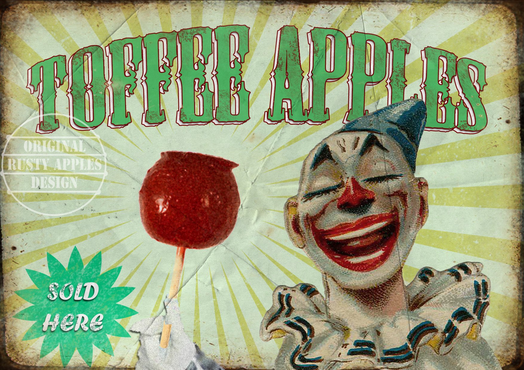The Rusty Apples Metal Sign Co Toffee Apples Vintage Style Fairground Vintage Style Metal Sign 3 Sizes To Choose (8” X 6” 200 X 150 Mm)