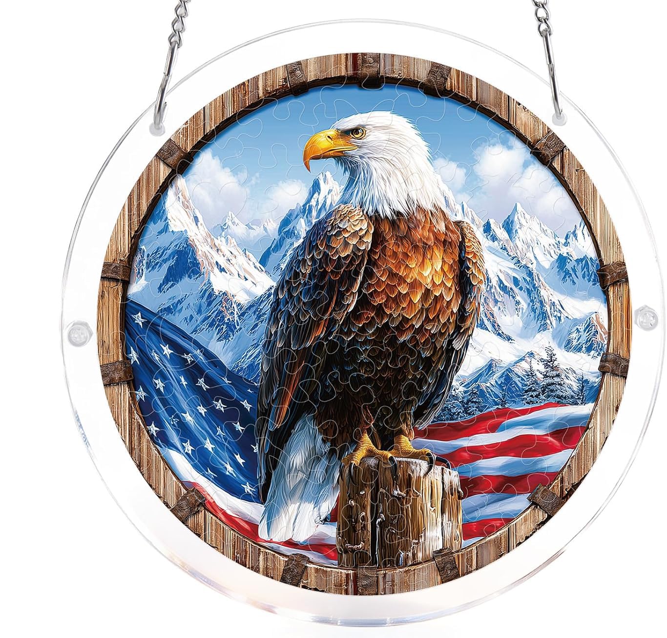 Eagle -Wings of Freedom Acrylic Jigsaw Puzzles Suncatcher, 8.2 Inch Window Hanging Suncatcher Acrylic Puzzle, DIY Home Decor Art Gift