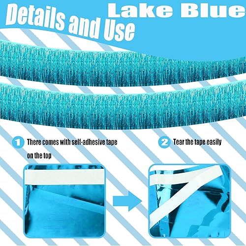 Miniatura 3 de Paquete de 6 guirnaldas de flecos metálicos de oropel de 10 pies para colgar en la pared, cortina de flecos para desfiles, despedidas de soltera,