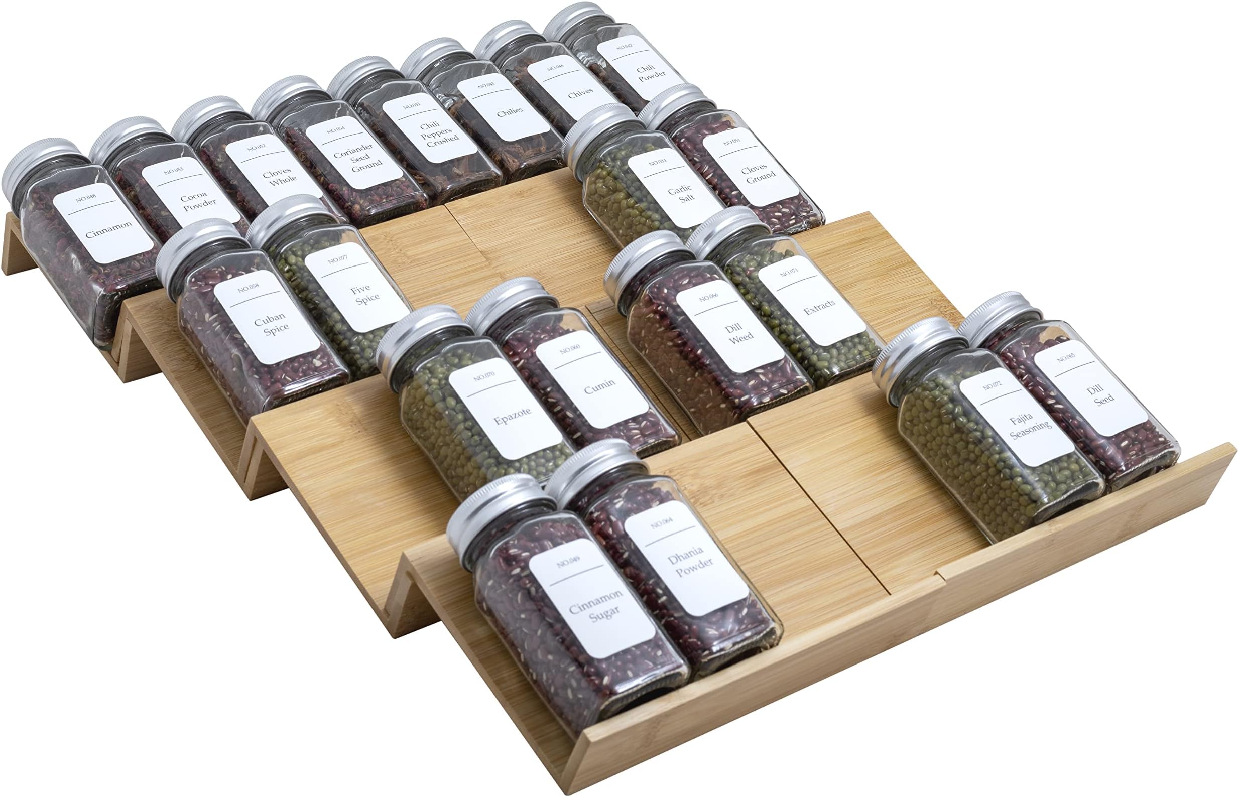 Bamboo Spice Rack Drawer Organizer 14 in Width