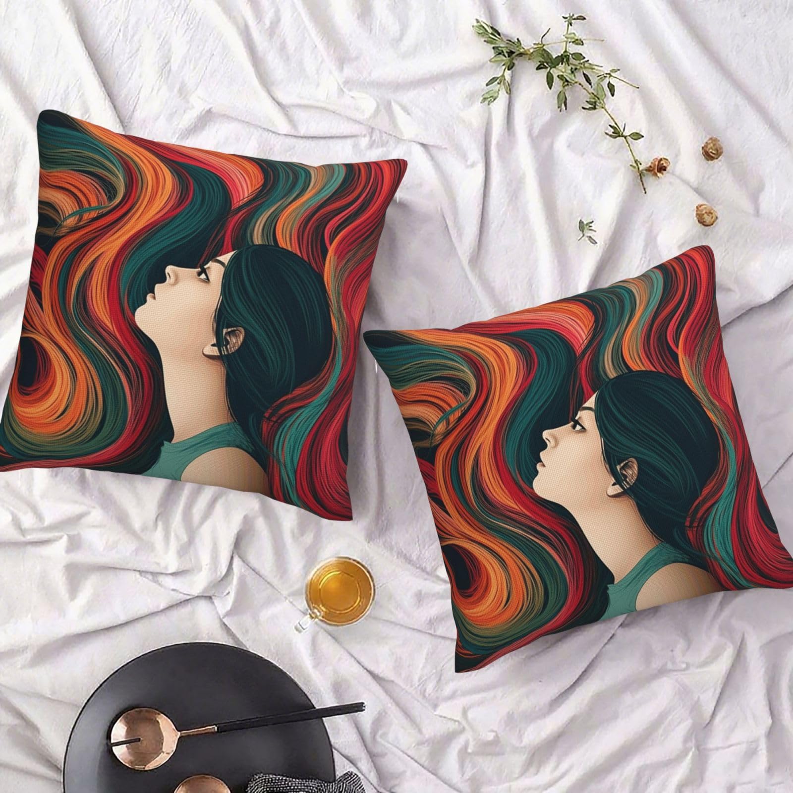 Housse de coussin en lin moderne lot de 2 taies rustiques 45x45 cm pour canapé